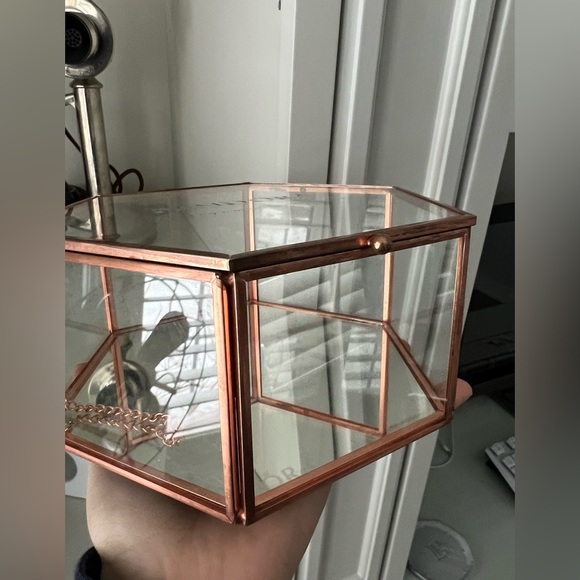 PANDORA Glass Jewelry Storage Box Octagon Copper Collectible Piece 2017 EUC - Picture 4 of 17